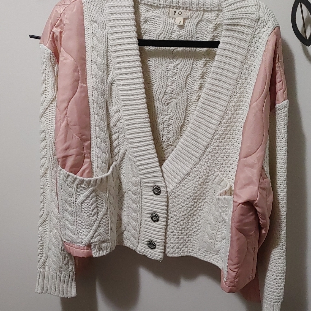 POL Women's Pink and Cream Sweater